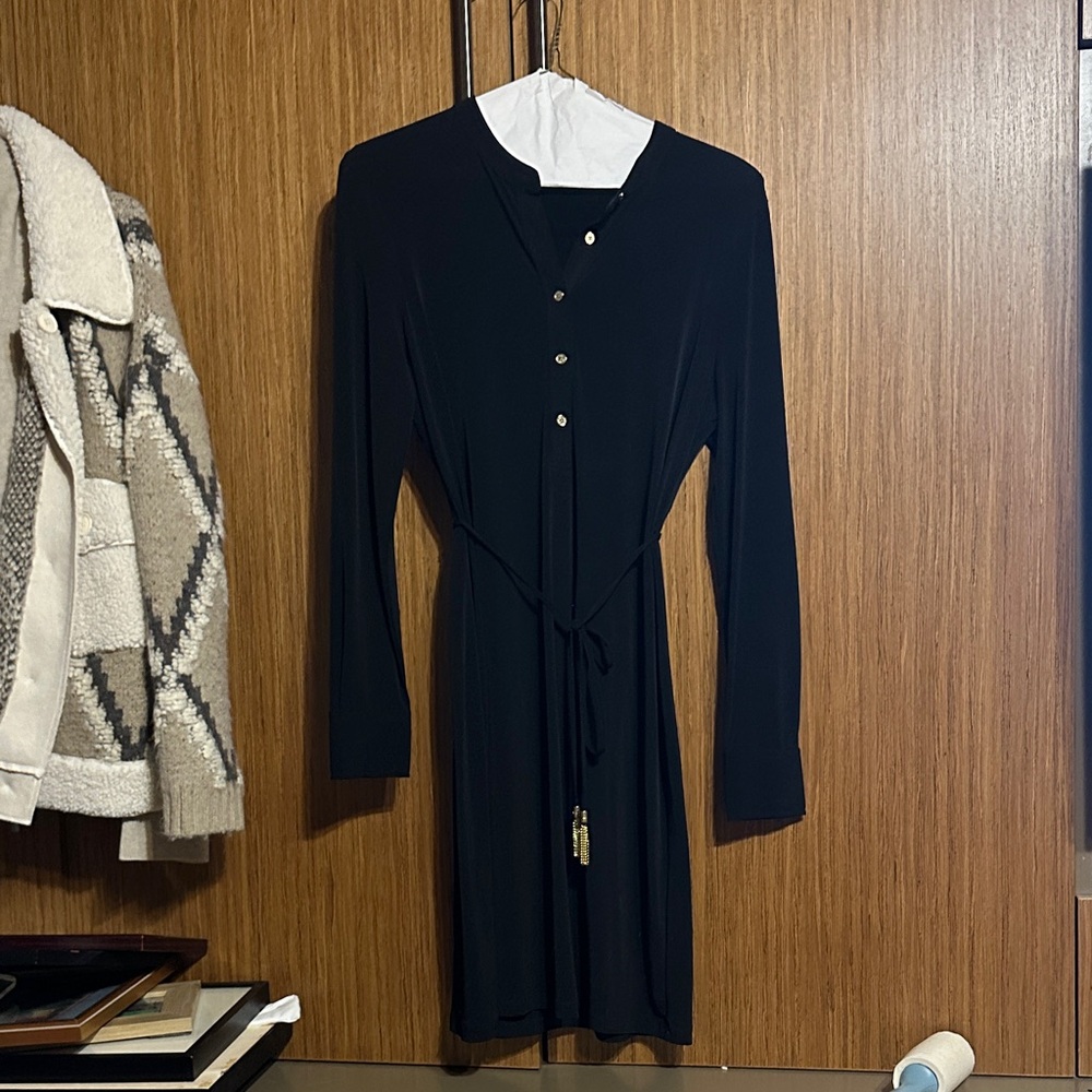 Calvin Klein Elegant Black Long Sleeve Dress
